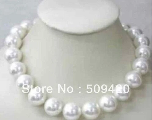 Бесплатная доставка Оптовая продажа! 12 мм натуральный белый жемчужное ожерелье