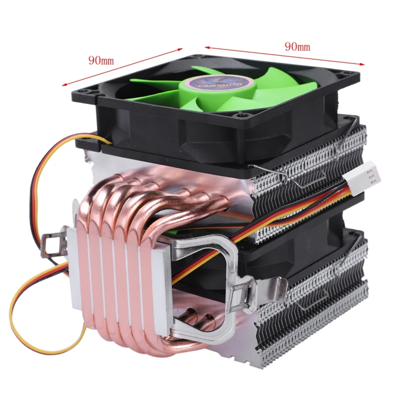 Lanshuo 6 Heat Pipe 3 Wire Without Light Double Fan Cpu Fan Radiator Cooler Heat Sink For Intel Lga 1155/1156/1366 Cooler Heat S