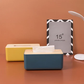 

Wooden Tissue Box Cover Paper Napkin Holder Case Home Room Hotel Car Decor