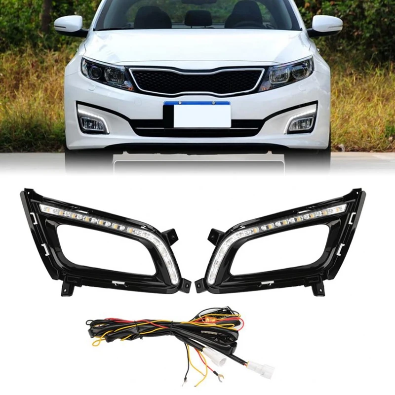 1 Paar 12V 0.5W Car Dagrijverlichting Richtingaanwijzer 2-Kleur Drl Led Fog Lamp Voor kia Optima K5 2014-2015 Auto Accessoires