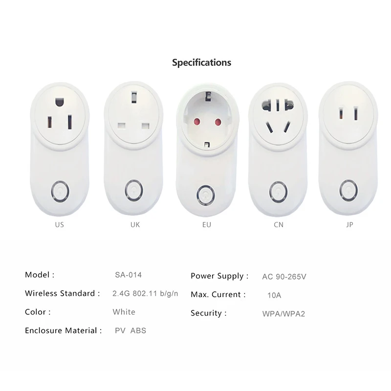 

WIFI Smart Socket Us UK EU GB Japan Plug 90V~250V 10A Remote Control Smart Timing Switch Work For Amazon Alexa/Google Assistant