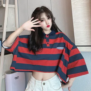 

NiceMix japan striped t shirt women short sleeve streetwear tiktok clothes women clothing tops 2020 Korean summer preppy tshirt