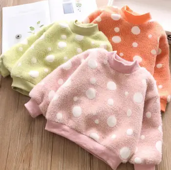 

2019 new girls dots t-shirt thicken autumn winter full sleeve cotton fashion girls sweatshirt 2-7t HH381