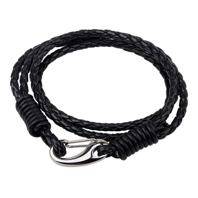 KR1105-1 Тканый браслет Kirykle, браслет на магнитной застежке, мужской и женский плетеный кожаный браслет из нержавеющей стали, кожаная веревка унисекс - Metal Color: KR1105-1