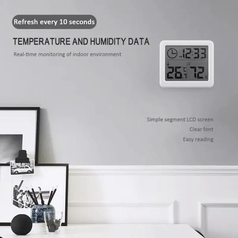 Ultra-thin Minimalist Smart Home Electronic Digital Thermometer And Hygrometer Indoor Dry Hygrometer Home Decoration
