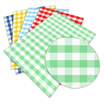 

30 cm x 136 cm Stripes and Checks Printed Faux Suede PU Fabric for DIY Bag Material Fabric L077 L078