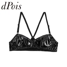 Женское Wetlook женское белье из лакированной кожи регулируемые бретельки на бретельках с v-образным вырезом спереди без косточек Y-back без подкладки