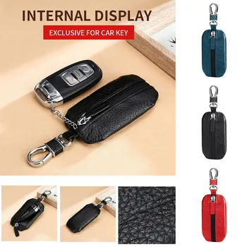 

2019 New Arrivals Leather Lychee Waterproof Zipper Car Universal Key Set car key holder wallet case Best Selling Dropshipping