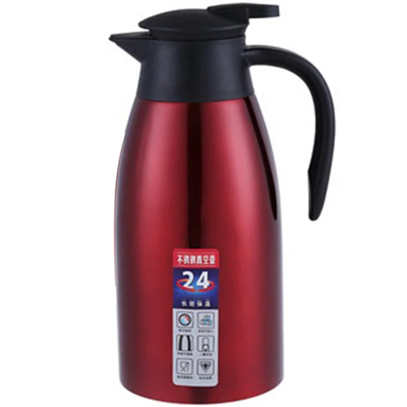

Red 304 Stainless Steel 2L Thermal Flask Vacuum Insulated Water Pot Coffee Tea Milk Jug Thermal Pitcher for Home and Office