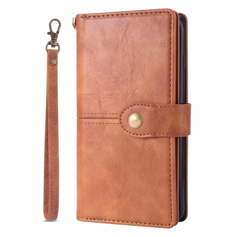 brown Роскошный кожаный чехол кошелек чехол для iPhone XS Max XR X 11 Pro Max 8 Plus 7 6 6S Plus Магнитная сумка кошелек Стенд чехол EEMIA - Цвет: brown
