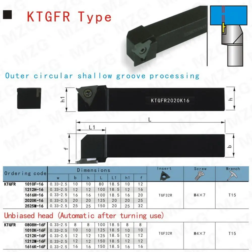 MZG KTGFR 16 20 25 мм Режущий инструмент для обработки пазов режущий резак CNC токарный