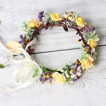 Яркая Лунная Мода фотография цветная Цветочная свадебная корона Цветочная Корона Женская эластичная повязка Цветок Бохо Корона невесты