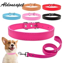 

Soft PU Leather Cat Dog Collar Leash Set for Small Medium Large Dogs Bulldog Labrador Puppy Pet Dog Collar Neck Strap Leash Set