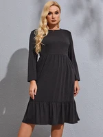 Fall Plus Size woclothing Long sleeve Casual dress fashion ladies Loose dress