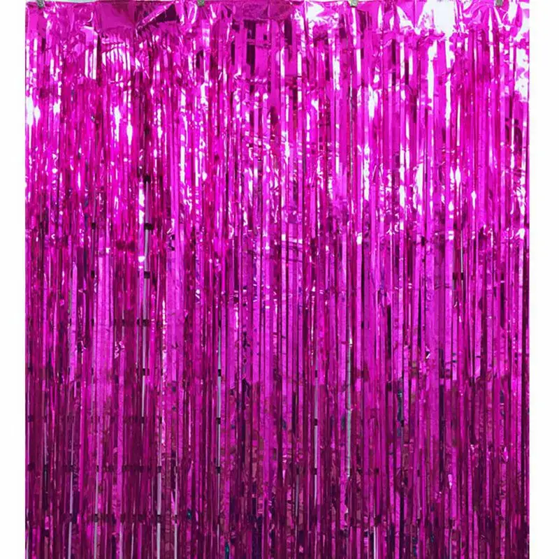 

1pc 2 Meters Colorful Foil Fringe Curtain Tinsel String Shiny Shimmer Wedding Photography Stage Backdrop Party Decoration