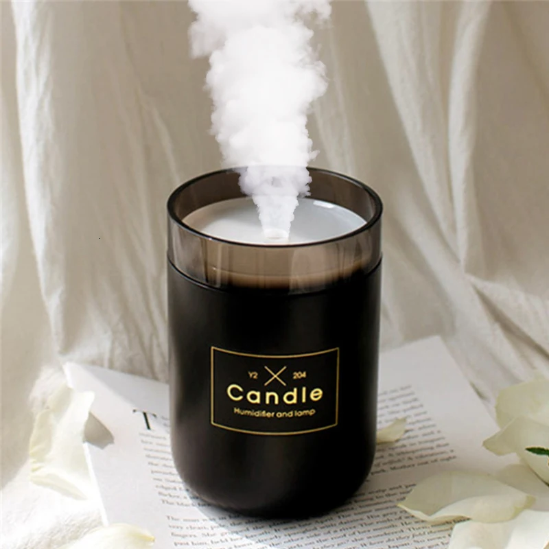 

280ML USB Ultrasonic Air Humidifier Candle Romantic Soft Light USB Essential Oil Diffuser Car Aroma Anion Mist Maker