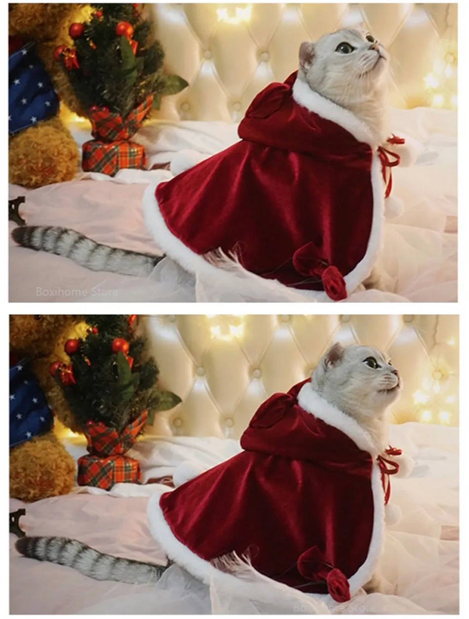 novo engraçado roupas de natal para gato pet cosplay chapéu capa para pequenos gatos cães natal ano novo trajes de inverno gato gatinho roupas