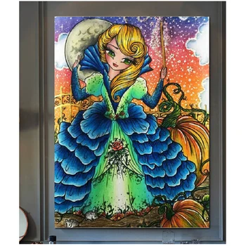

Halloween pumpkin girl diamond Painting full square round mosaic diamond art 3d cross Stitch 5d picture cartoon angel fairy