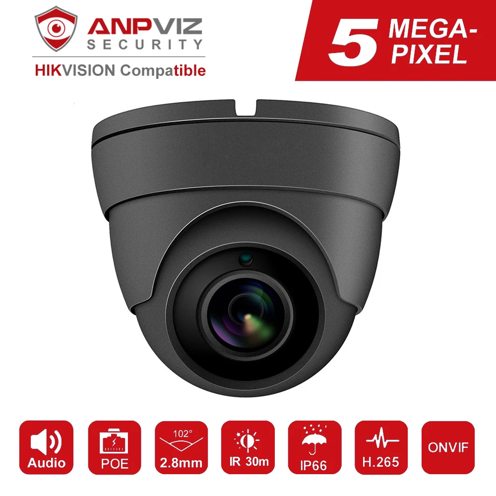 Камера видеонаблюдения Hikvision совместимая с Anpviz 5 Мп IP POE наружная/Внутренняя