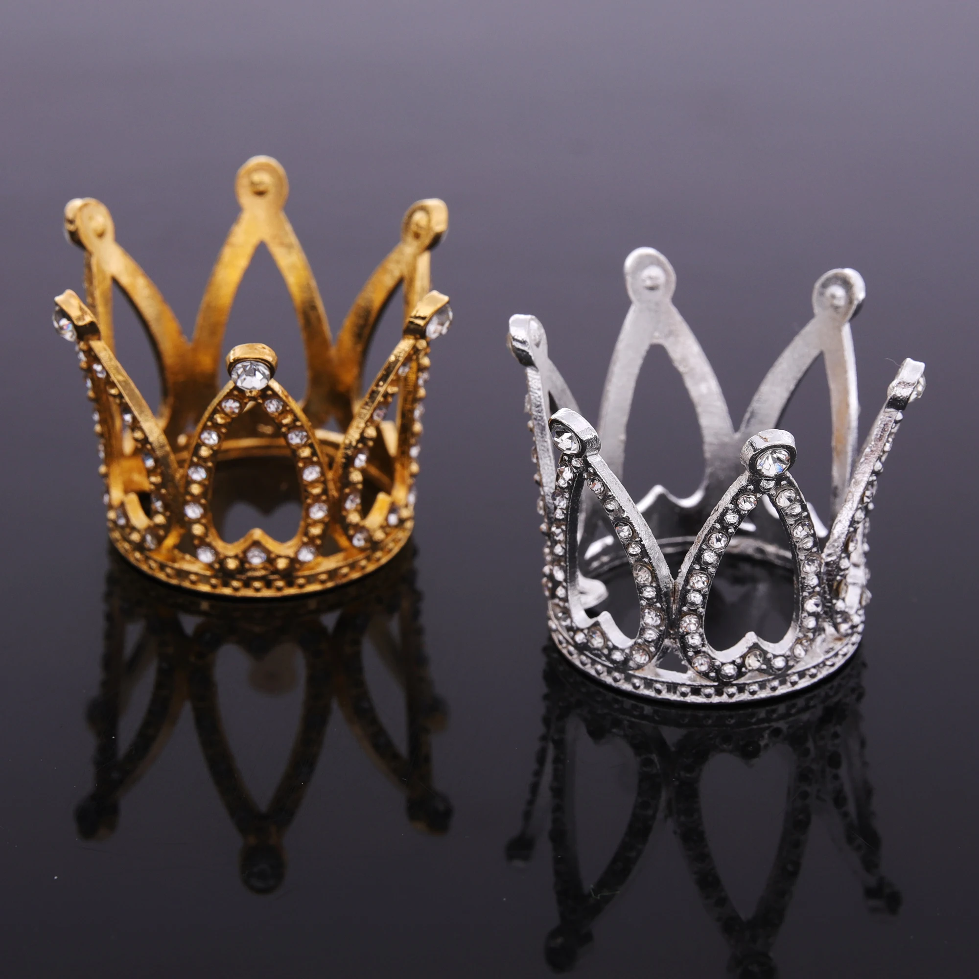 Mini Birthday Crown Cake Decoration Rhinestone Small Peach Heart Crown Baking Decoration DIY Cake Birthday