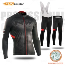 Комплект из Джерси с длинным рукавом для велоспорта, одежда для велоспорта, Зимняя Теплая Флисовая Куртка для триатлона Pro Team, Мужская одежда для верховой езды, MTB, верхняя одежда