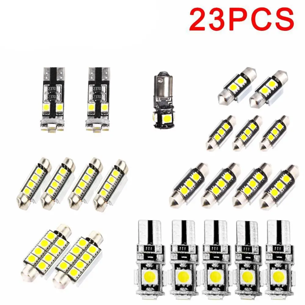 

23Pcs PCB LED Car Inside Light Kit 194 T10 W5W 31MM C5W 5050 12V 3W Dome Auto Trunk Mirror License Plate Lamp Bulbs Bright White