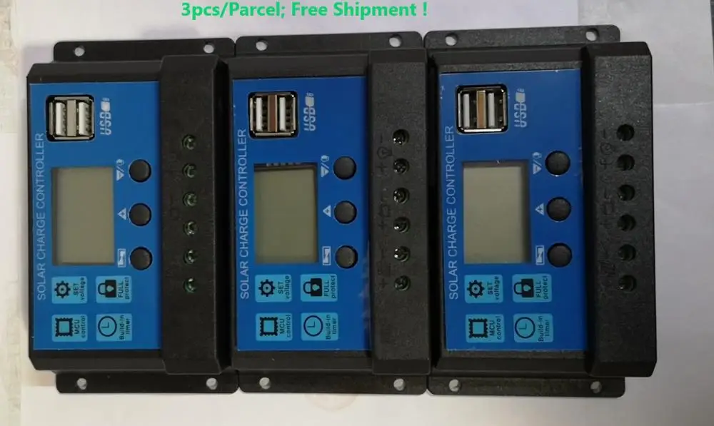 

3PCS/Parcel PWM type12/24V 10A20A30A Dual USB Solar Charge controller