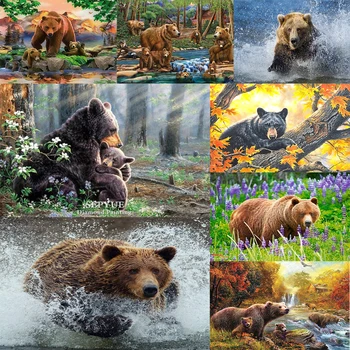 

Full Round Drill Diamond Painting Kit Home Decor Stitch DIY Framed Drill Bear Embroidery Mosaic 5D DIY Eco-friendly Craft