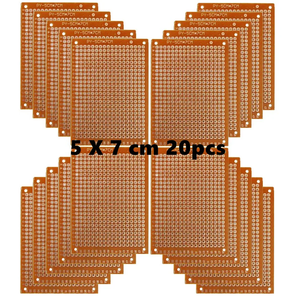 

Copper Perfboard 20 PCS Paper Composite PCB Boards (5 cm x 7 cm) Universal Breadboard Single Sided Printed Circuit Board