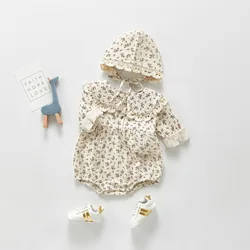 Vêtements d'automne pour bébés filles, body à grand col, costume Floral pour nourrissons, une pièce, 2021 