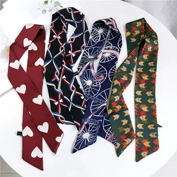 

women love print hair ties Scarf Elastic Hair Rope for Women Hair Bow Ties Scrunchies Hair Bands Flower Print Ribbon Hairbands