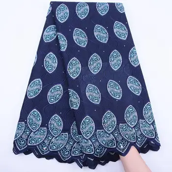 

Navy Blue Cotton African Lace Fabric 2020 High Quality Lace French Swiss Voile Embroidery Lace Fabric 5Yards Wedding Dress S1837