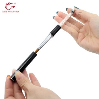 

TP 100% Kolinsy Nail Art Brush Set Crystal Handle Acrylic UV Gel Glitter Drawing Painting Brushes Carving Flower Pens Nail Tool