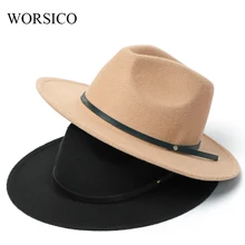 Зимние фетровые шапки для мужчин с широкими полями, фетровая шляпа для женщин, Солнцезащитная Осенняя модная классическая Кепка с козырьком