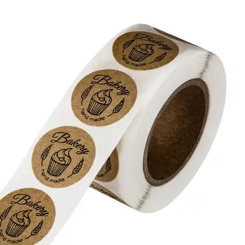 

500Pcs/Roll Hand Made Baked Sticker Handmade Home Made Bakery Sticker Labels for Baked Food Bread Cake Package Decoration