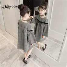 Весенне-осеннее платье для девочек; детская одежда в клетку с длинными рукавами; детское платье принцессы в Корейском стиле; осеннее Повседневное платье для маленьких девочек