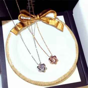 

14K Rose Gold Necklace Women Diamonds Pendant Charms Christmas Jewelry Gold Necklace for Luxury Diamonds Necklace Pendant Chain