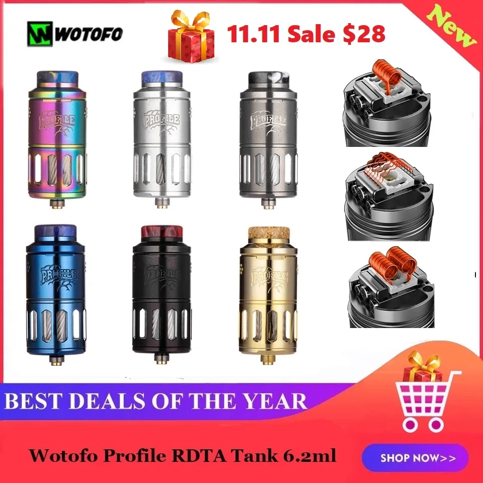 Атомайзер Wotofo Profile RDTA 6 2 мл обслуживающий атомайзер RDA с использованием катушки