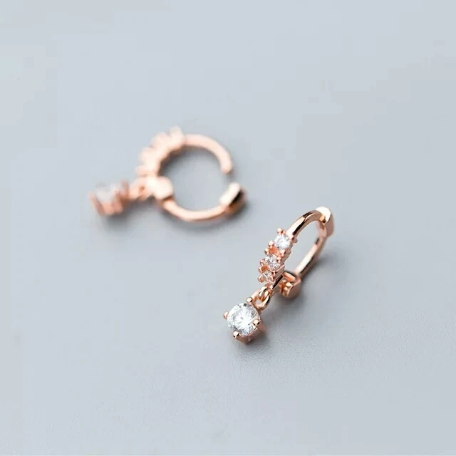 Rose Gold Стерлингового серебра 925 OL Стиль круглое кольцо с цирконами Серьги для модных женщин вечерние золотые розовые цвета модные ювелирные изделия подарок G0733 - Окраска металла: Rose Gold