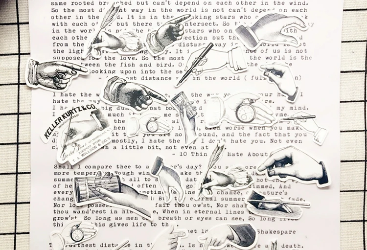 22 шт./компл. Винтаж черный, белый цвет, от производителя бумажная наклейка для творчества ремесло Скрапбукинг альбом мусор Журнал Планировщик Декор Стикеры s