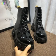 

Boots for Women 2021 Fashion Round Toe Thick-soled Martin Boots Casual Warm PU Sequined Women's Motorcycle Boots Botas De Mujer