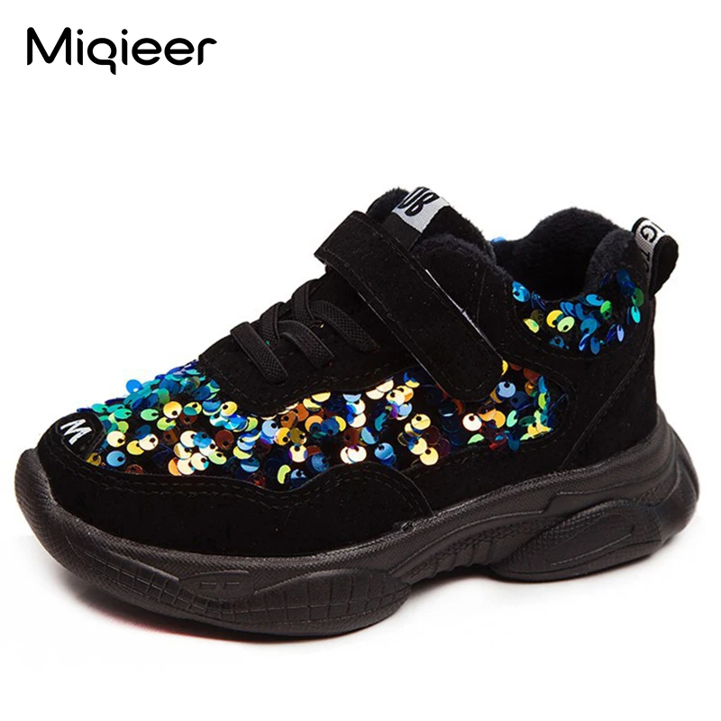 

Children Plush Warm Shoes Winter Footwear Fashion Sequins Glitter Bling Kids Sneakers Soft Non-slip Casual Running Sports Shoes