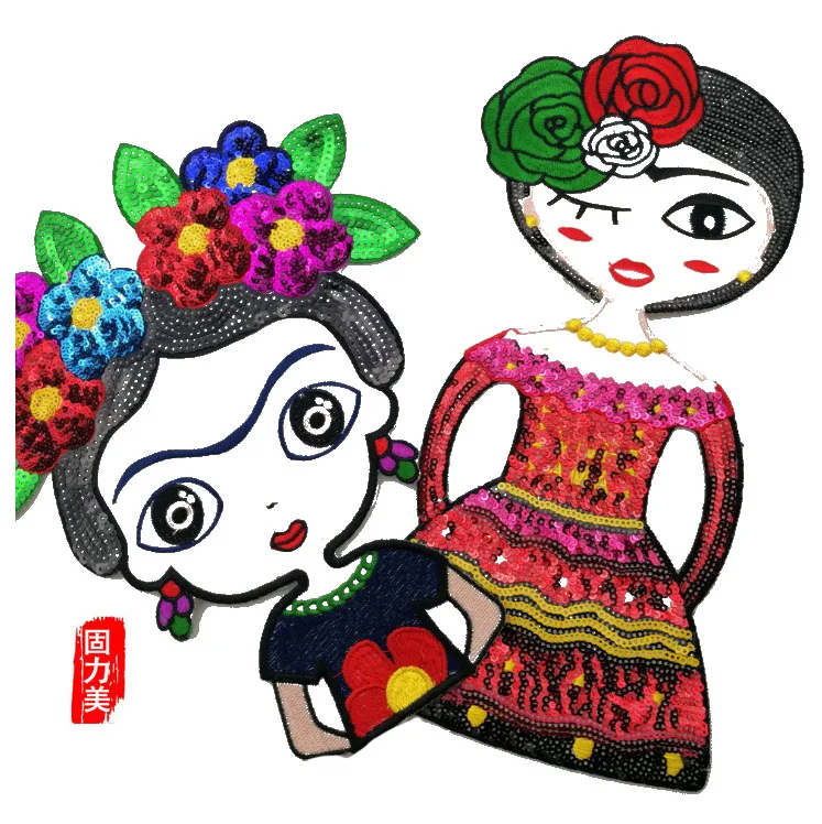 1 предмет, большая девочка с рисунком из мультфильма, с цветком на голове, с блестками, с нашивкой