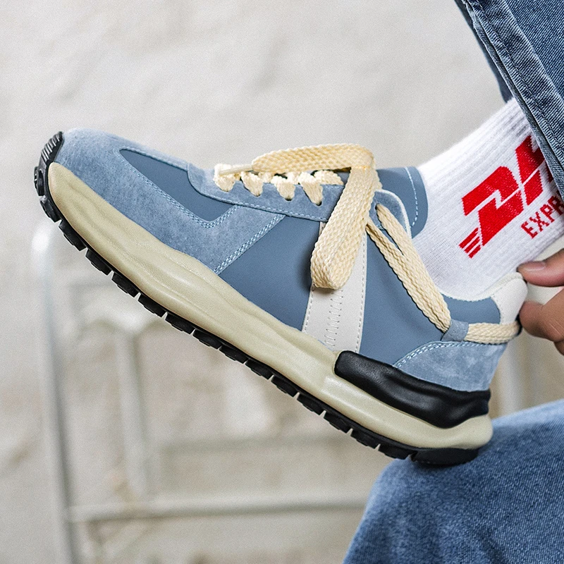 

Designer Men shoes spring autumn lace up Sports Leather-Trimmed Casual cloth Shoes Lightweight Comfortable Running men Sneakers