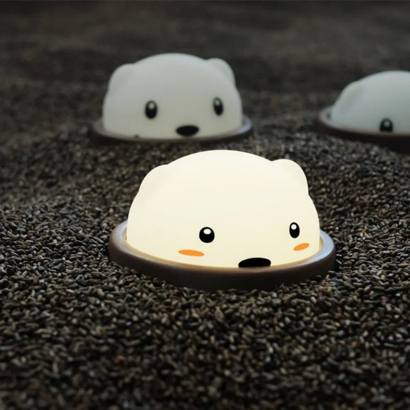 USB ночной Светильник перезаряжаемый креативный мультяшный маленький белый медведь детская прикроватная лампа