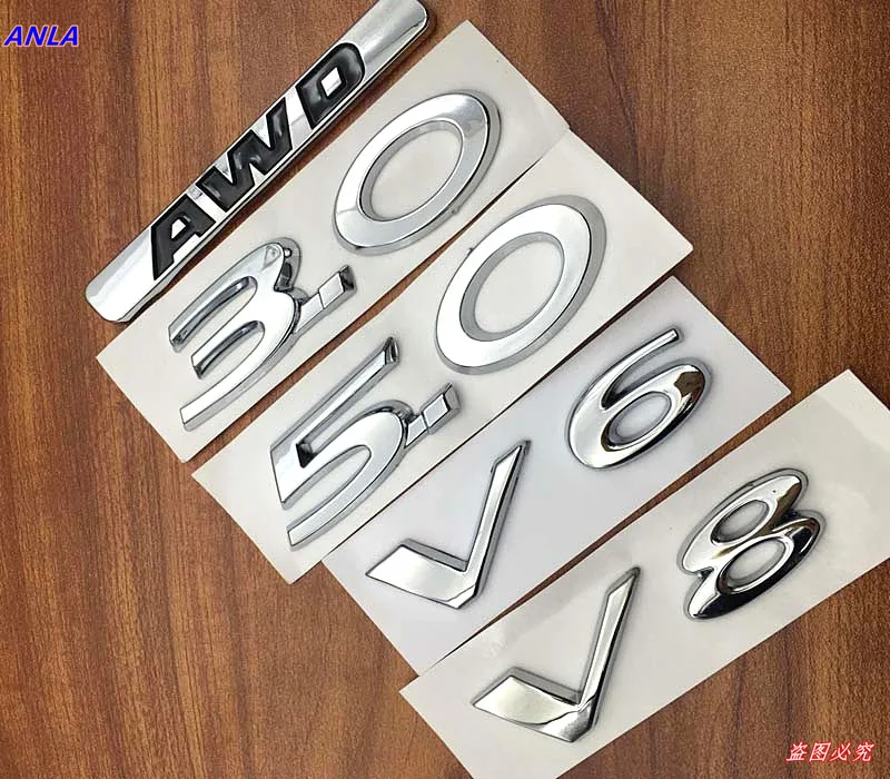 

Наклейки для багажника автомобиля, 1 шт., 3D ABS 3,0, 5,0, awd, V6, V8, с буквами и цифрами, смещение, значок, Стайлинг автомобиля для Jaguar XF XE F-PACE