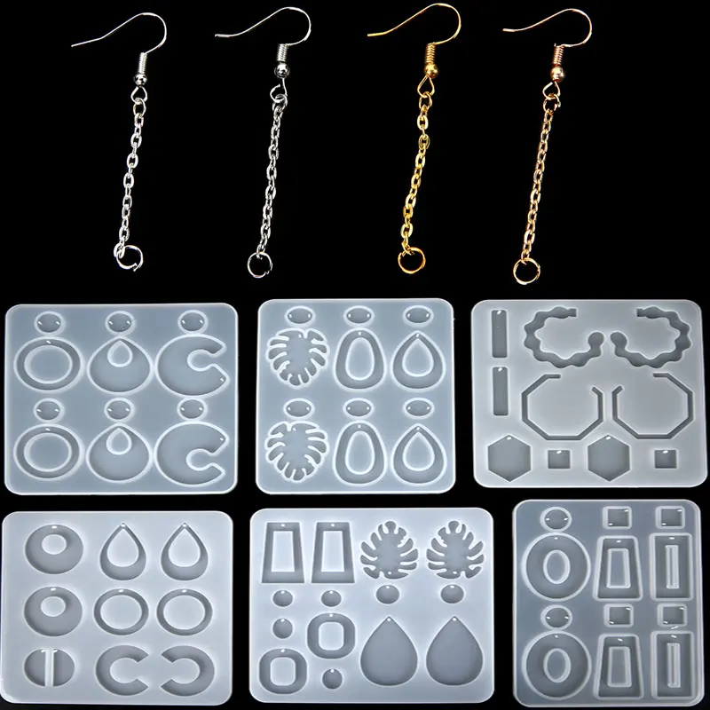 

Stainless Steel Earring Hooks Silicone Mold For DIY UV Epoxy Resin Molds Jewelry Making Tools Dried Flower Resin Casting Mould