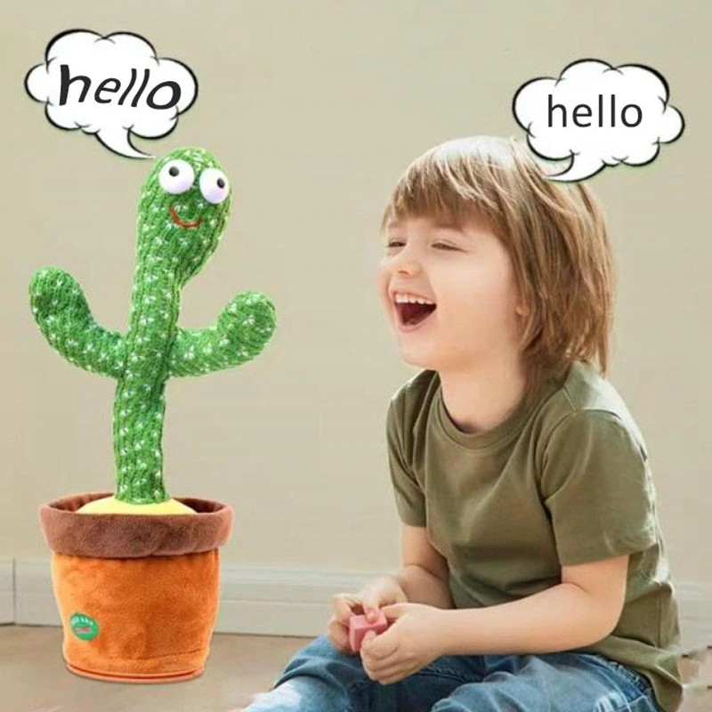 Dancing Cactus 120 Song Speaker Talking USB Charging Voice Repeat plush Cactu Dancer toy talk Plushie Stuffed toys for Baby Girl | Дом и сад