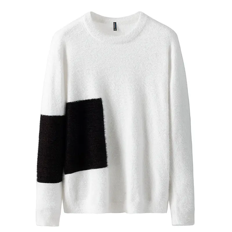 SingleRoad флисовый мужской свитер Зимняя шерстяная одежда вязаный пуловер свитера мужской свободный теплый цветной пуловер Джемпер мужской - Цвет: White Sweater