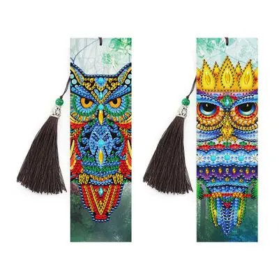 Diamond Painting DIY 5D Bookmarks PU Diamond Mosaic Embroidery Cross Stitch kit Gift 2pcs set